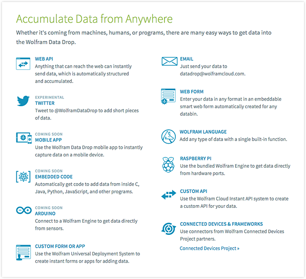 Wolfram Data Drop, the universal data system for the Internet of Things?